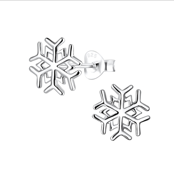 Silver Snowflake Stud Earrings - Picture 1 of 3